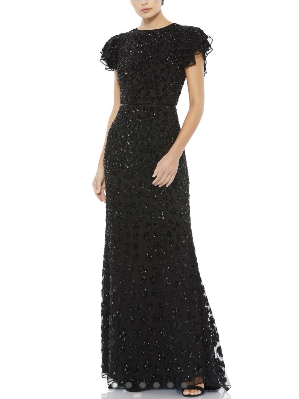 Black Embellished Evening Gown - Women's Formal Dress
